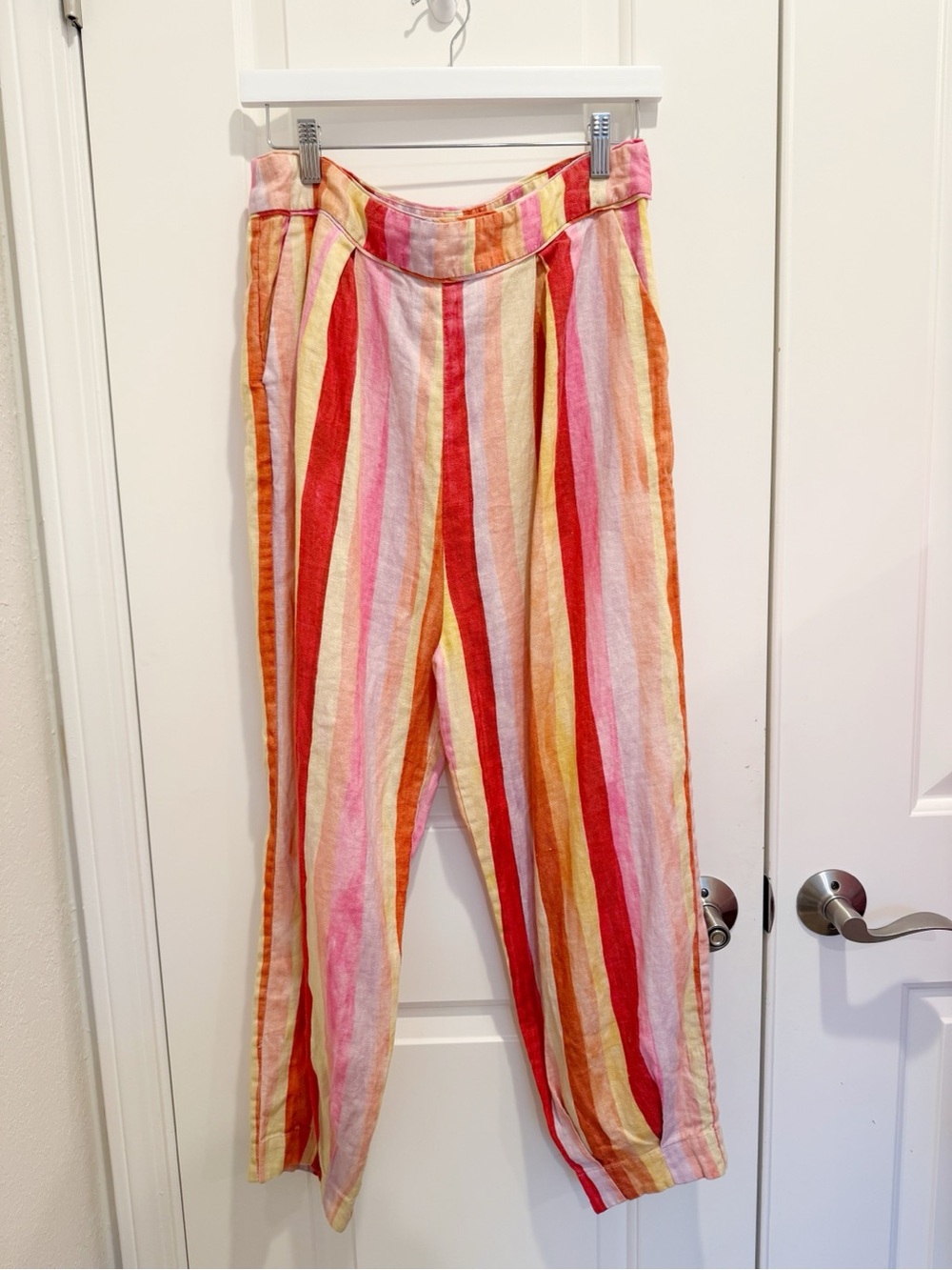FARM RIO Sunny Striped Linen Pants size Large 100% Linen Tropical Vacation Beach - Picture 4 of 10